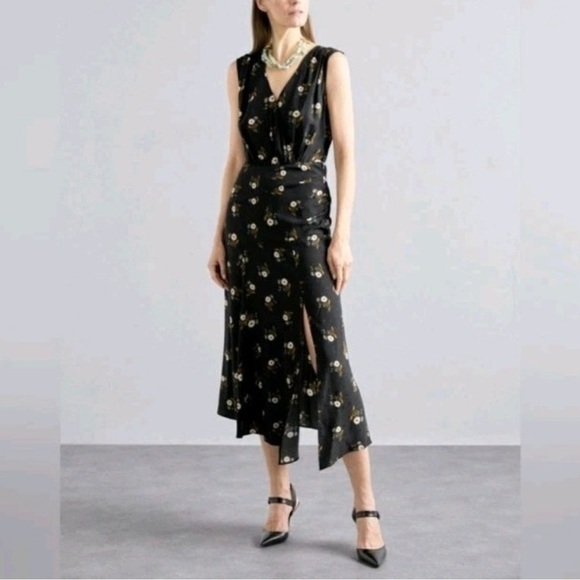 Veronica Beard Wixson Silk-Blend Floral Midi-Dress 12 - Picture 1 of 16